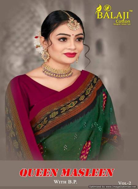 Queen Masleen Vol 2 By Balaji Daily Wear Printed Cotton Sarees Wholesale Shop In Surat Catalog